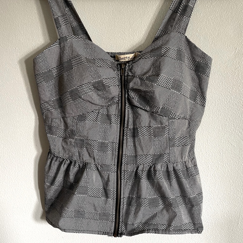 Love Liberty • babydoll zipper top • black and white checkered